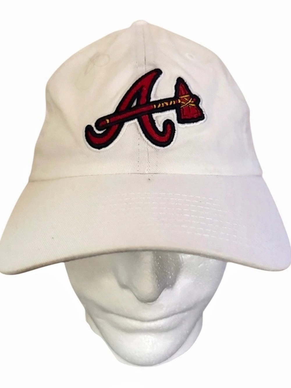 Atlanta Braves Strap-Back Hat MLB New Era Cotton White Cap Vintage